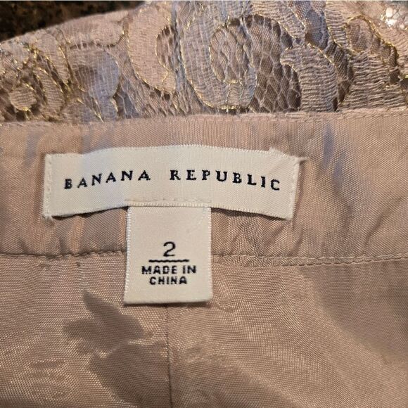 Banana Republic Floral Lace Metallic  Skirt Sz 2 - Picture 7 of 11